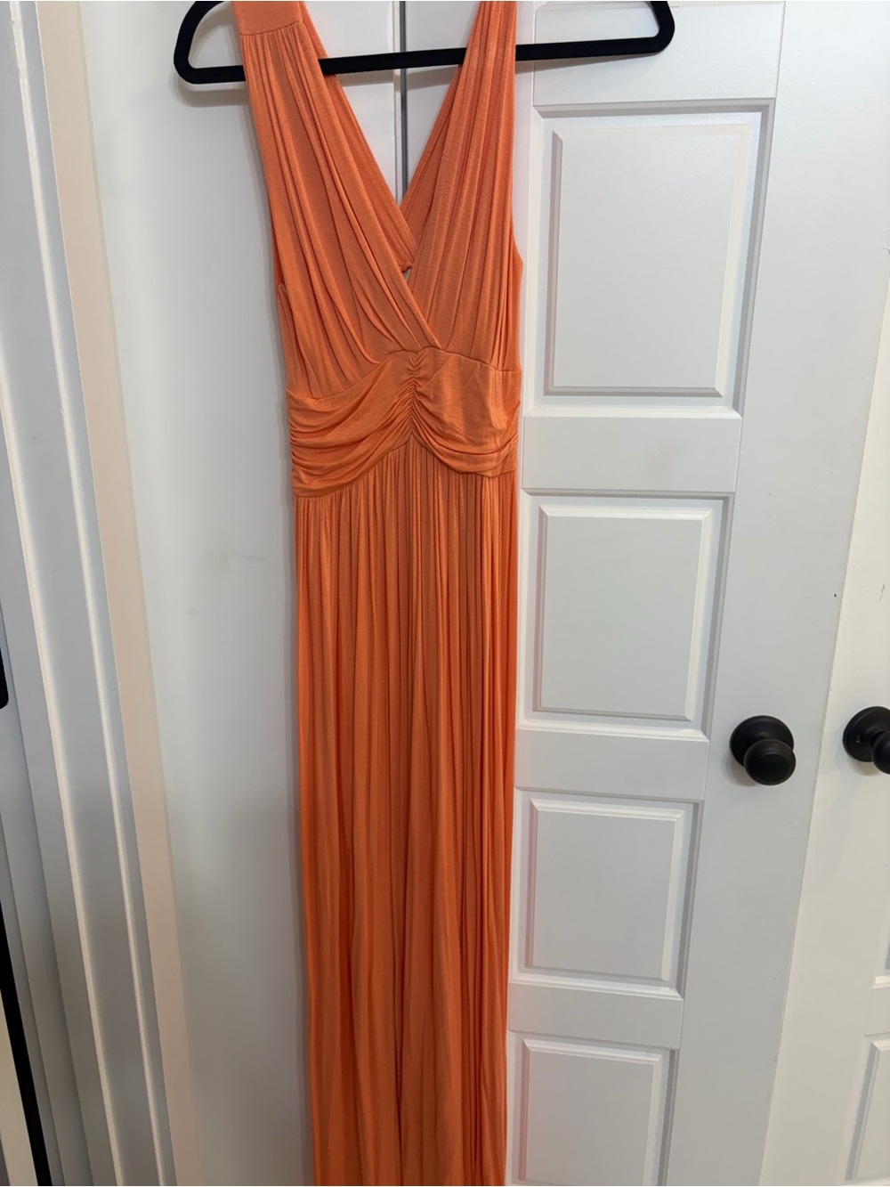 Jolie Orange Sleeveless Maxi Dress with V-Neck